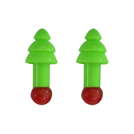 圣誕樹型硅膠耳塞 可水洗 有效隔音降噪 防護耳塞帶塑料柄