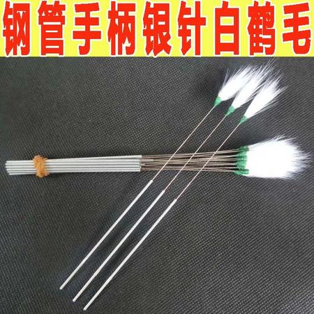 專業采耳工具/細長型扣掏耳勺/鋁管銀針白鶴毛棒 純手工制作/10根