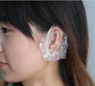 一次性塑料薄膜耳套 美容美发焗油洗头护耳工具 沐浴耳罩10对